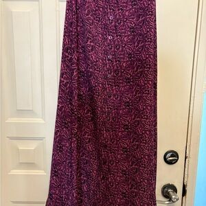 Chic Purple Maxi Skirt 100% Silk